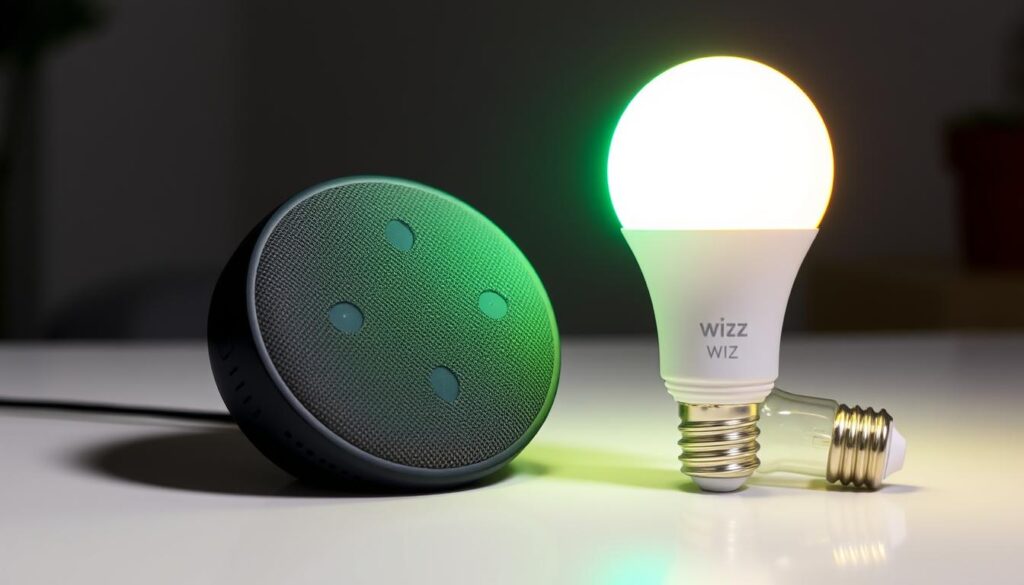 Echo Dot 2023 with WiZ Smart Bulb bundle features