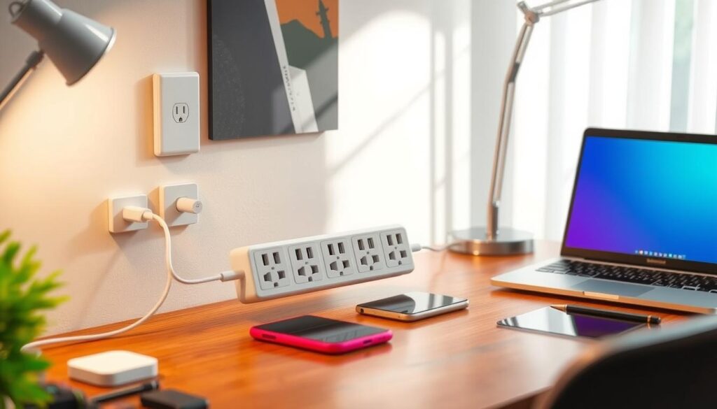 HANYCONY surge protector power strip in use