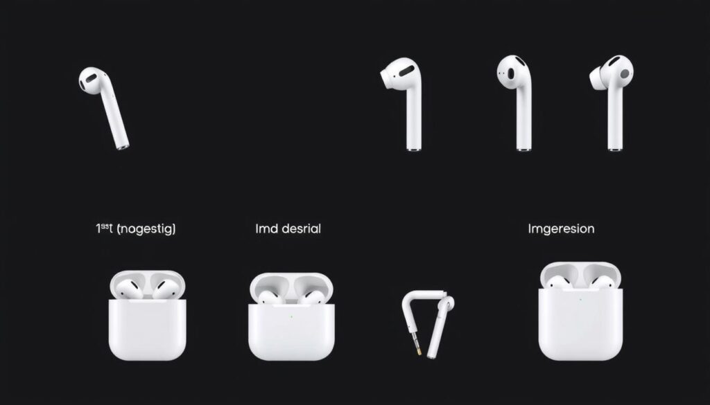 Image of Apple AirPods evolution from 1st generation to 3rd generation