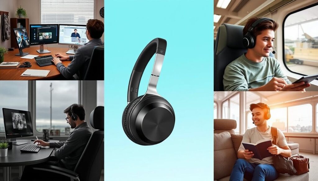 BERIBES Bluetooth Headphones being used in different environments