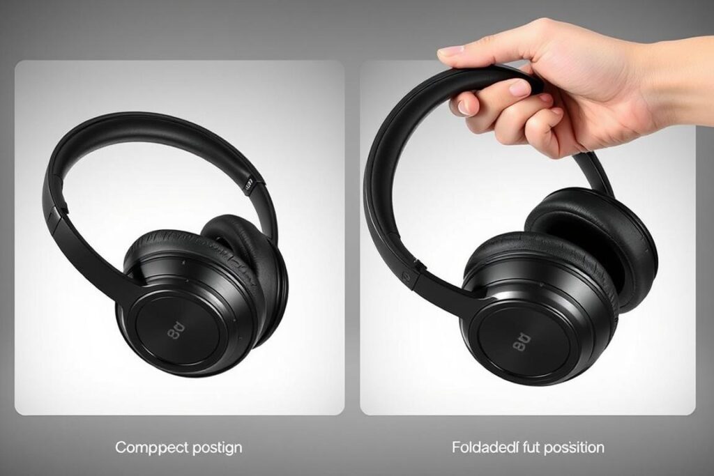 BERIBES Bluetooth Headphones in folded position showing compact design