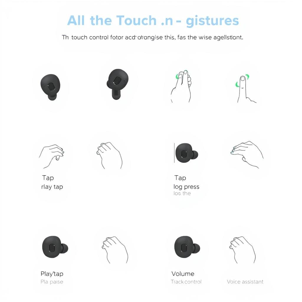 Diagram of touch control gestures for wireless earbuds