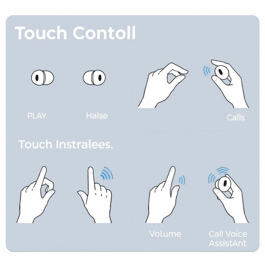 Diagram showing touch control gestures for wireless earbuds
