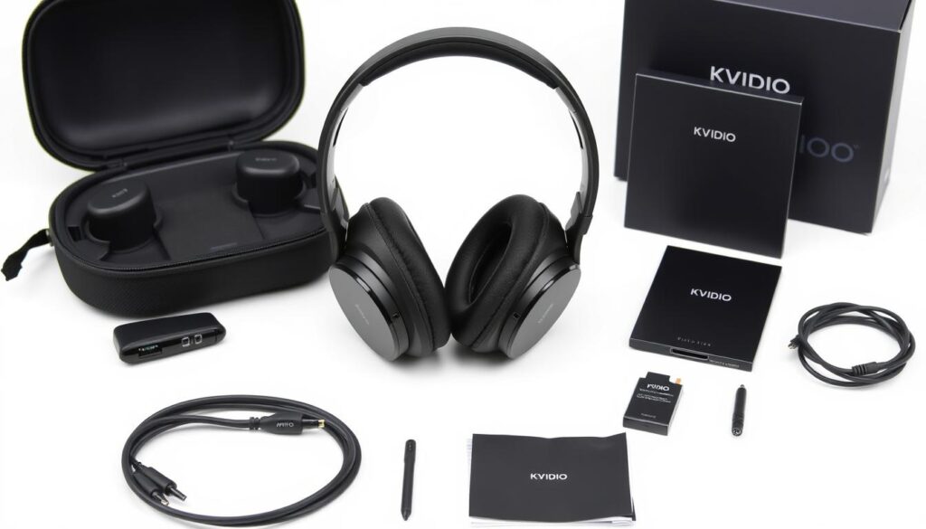 KVIDIO Bluetooth Headphones Over Ear with case and accessories