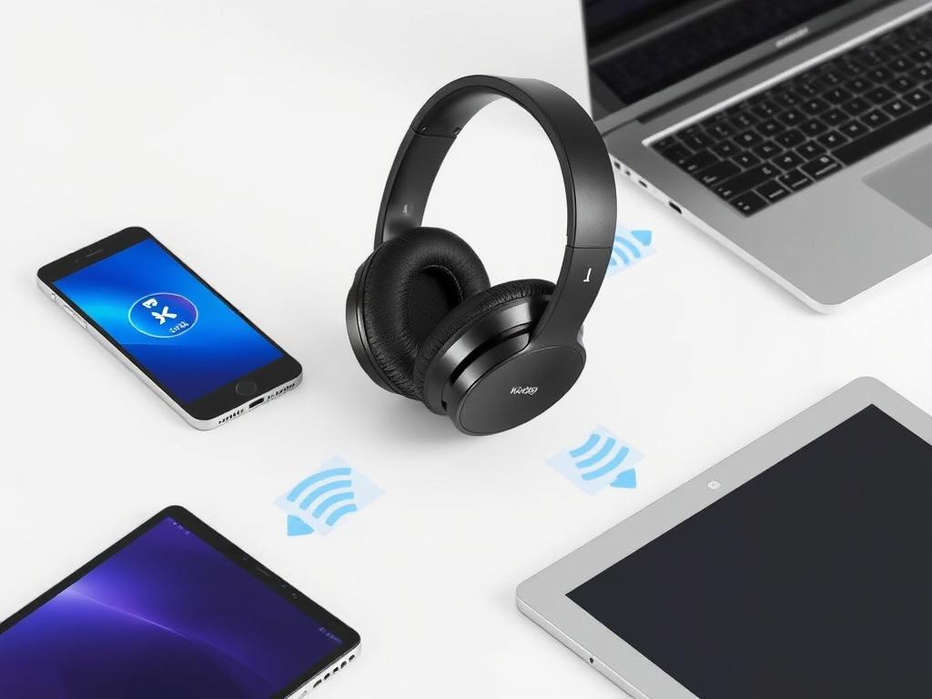 KVIDIO Bluetooth Headphones connected to multiple devices