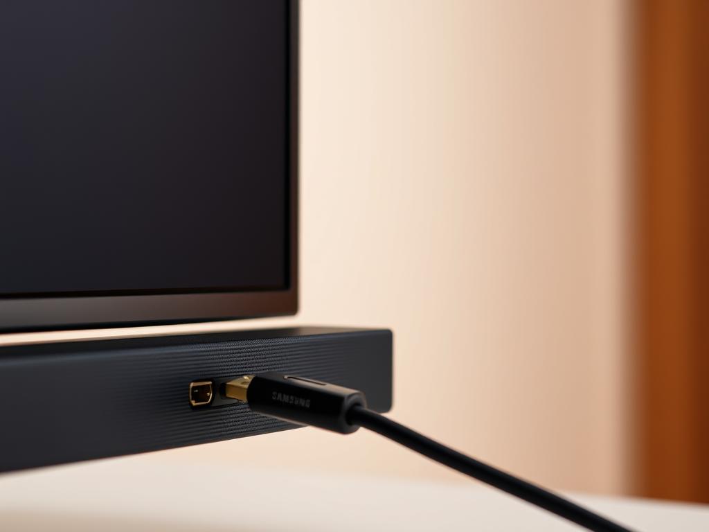 Soundbar Samsung HW-B400F conectada a uma TV